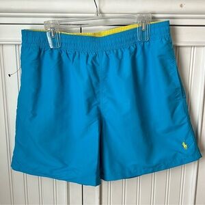 NWOT Polo by Ralph Lauren Men's Blue Swim Trunks with Yellow Pony Logo